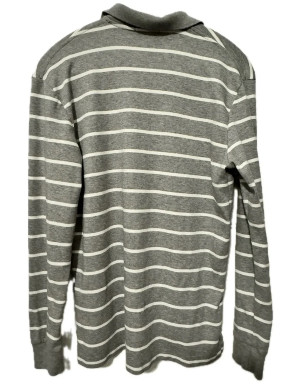 Polo Ralph Lauren Gray White Stripe Long Sleeve Polo Shirt Mens M Pony  Preppy